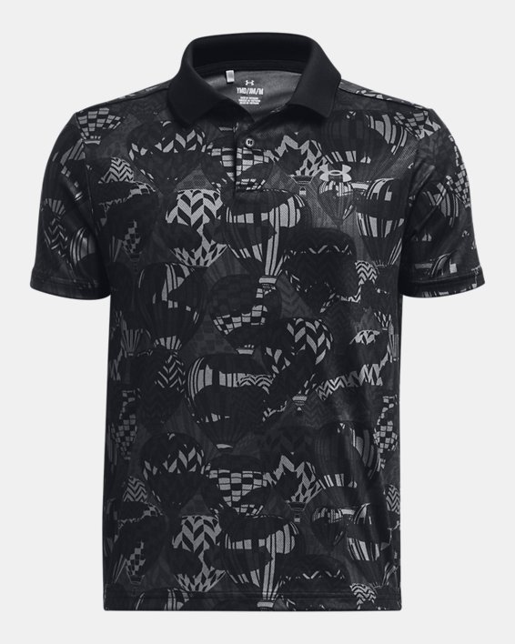 Boys' UA Performance Printed Polo in Black image number 0
